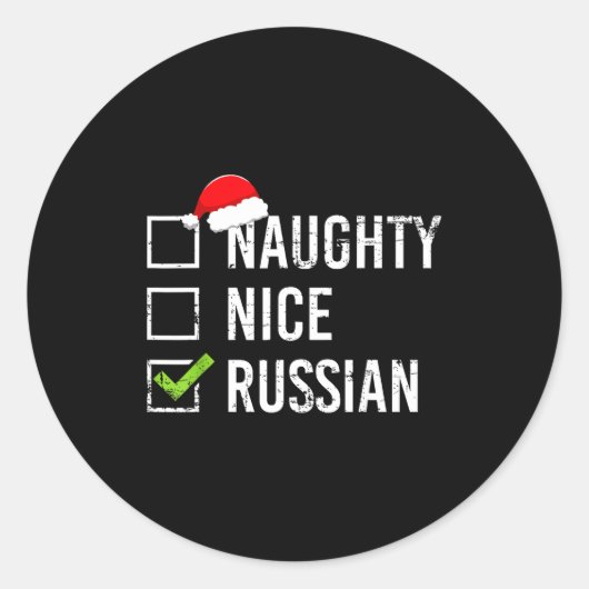 Naughty Nice Russian Shirt Santa Funny Russia Chri ラウンドシール (正面)