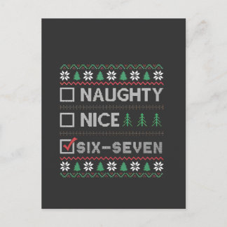 Naughty Nice Six Seven Funny  6 7 Ugly Christmas  インビテーションポストカード