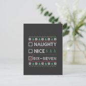 Naughty Nice Six Seven Funny  6 7 Ugly Christmas  ポストカード (スタンド正面)