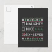 Naughty Nice Six Seven Funny  6 7 Ugly Christmas  ポストカード (正面/裏面)