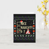 Naughty Nice Six Seven Kids Ugly Christmas Sweater カード (黄色い花)