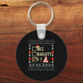 Naughty Nice Six Seven Kids Ugly Christmas Sweater キーホルダー (正面)