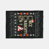 Naughty Nice Six Seven Kids Ugly Christmas Sweater フリースブランケット (正面(横))
