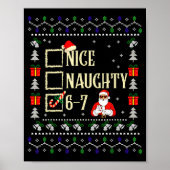 Naughty Nice Six Seven Kids Ugly Christmas Sweater ポスター (正面)