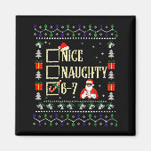 Naughty Nice Six Seven Kids Ugly Christmas Sweater マグネット (正面)