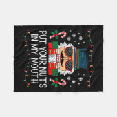 Naughty Nutcracker Put Your Nuts In My Mouth Chris フリースブランケット (正面(横))