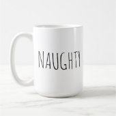 『NAUGHTY or NICE』カスタマイズ可能なモダンな単語デザイン コーヒーマグカップ (左)