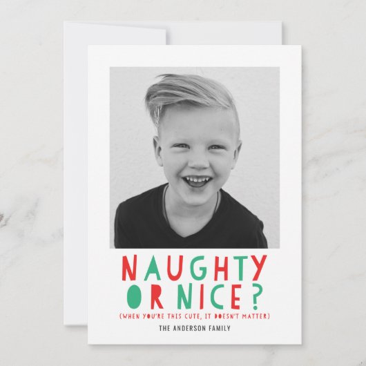 Naughty or Nice | クリスマス フォトカード (正面)