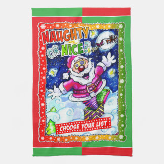 Naughty or nice, choose your list キッチンタオル