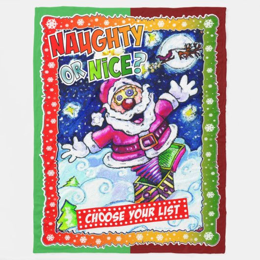 Naughty or nice, choose your list フリースブランケット (正面)