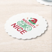  Naughty or Nice Christmas Frogs with Santa Design ペーパーコースター (アングル)