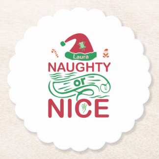  Naughty or Nice Christmas Frogs with Santa Design ペーパーコースター