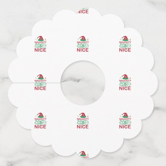 Naughty or Nice Christmas Frogs with Santa Design ワイングラスタグ (裏面)