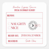 Naughty Or Nice Christmas Special Delivery スクエアシール (正面)