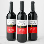 Naughty or Nice? Funny Christmas Santa suit ワインラベル (ボトル)