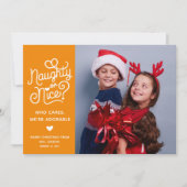 Naughty or Nice Funny Cute Kids Sibling Photo シーズンカード (正面)