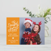 Naughty or Nice Funny Cute Kids Sibling Photo シーズンカード (スタンド正面)