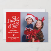 Naughty or Nice Funny Cute Kids Sibling Photo シーズンカード (正面)
