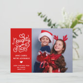 Naughty or Nice Funny Cute Kids Sibling Photo シーズンカード (スタンド正面)