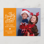 Naughty or Nice Funny Cute Kids Sibling Photo シーズンポストカード (正面)
