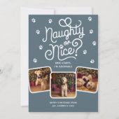 Naughty or Nice Funny Cute Pet Dog Cat 3 Photo  シーズンカード (正面)