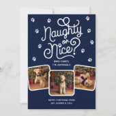 Naughty or Nice Funny Cute Pet Dog Cat 3 Photo  シーズンカード (正面)