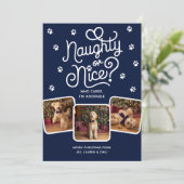 Naughty or Nice Funny Cute Pet Dog Cat 3 Photo  シーズンカード (スタンド正面)