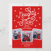 Naughty or Nice Funny Cute Sibling Family 3 Photo シーズンカード (正面)