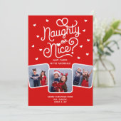 Naughty or Nice Funny Cute Sibling Family 3 Photo シーズンカード (スタンド正面)