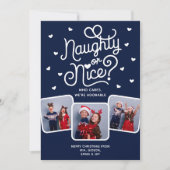 Naughty or Nice Funny Cute Sibling Family 3 Photo シーズンカード (正面)
