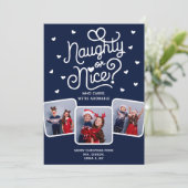 Naughty or Nice Funny Cute Sibling Family 3 Photo シーズンカード (スタンド正面)