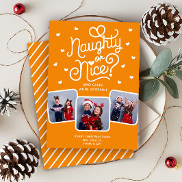 Naughty or Nice Funny Cute Sibling Family 3 Photo  シーズンカード