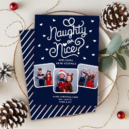 Naughty or Nice Funny Cute Sibling Family 3 Photo  シーズンカード