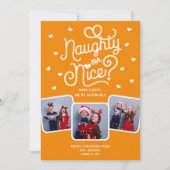 Naughty or Nice Funny Cute Sibling Family 3 Photo  シーズンカード (正面)