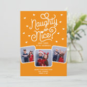 Naughty or Nice Funny Cute Sibling Family 3 Photo  シーズンカード (スタンド正面)