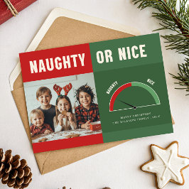 Naughty or Nice | Funny Family Kid Photo Christmas シーズンカード
