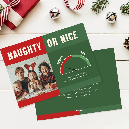 Naughty or Nice List Funny Kids Photo Christmas シーズンカード