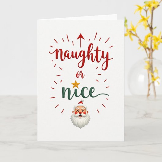Naughty or Nice List Santa Christmas Card カード (黄色い花)