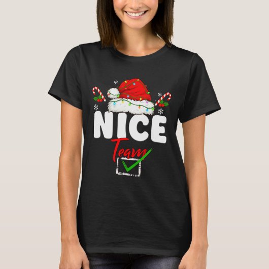 Naughty Or Nice Team Matching Christmas Pajama Men Tシャツ (正面)