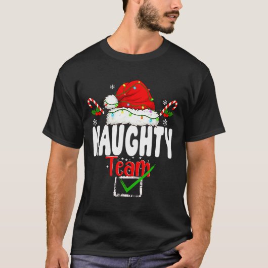 Naughty Or Nice Team Matching Christmas Pajama Men Tシャツ (正面)