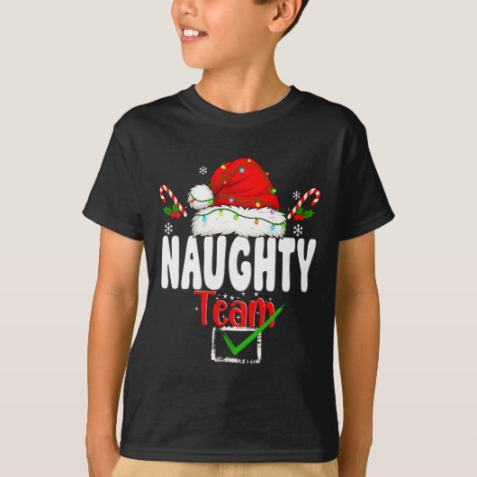 Naughty Or Nice Team Matching Christmas Pajama Men Tシャツ (正面)