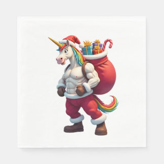 Naughty Unicorn Pun Funny Family Christmas Morning スタンダードランチョンナプキン