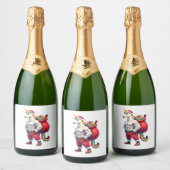 Naughty Unicorn Pun Funny Family Christmas Morning スパークリングワインラベル (ボトル)