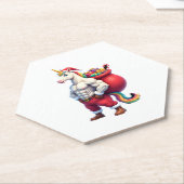 Naughty Unicorn Pun Funny Family Christmas Morning ペーパーコースター (アングル)
