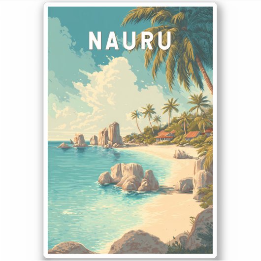Nauru Illustration Travel Art Vintage シール (正面)