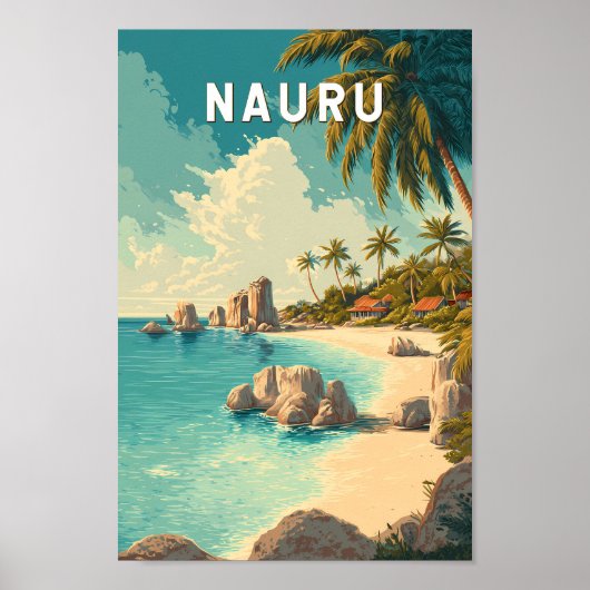 Nauru Illustration Travel Art Vintage ポスター (正面)