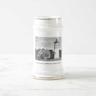 Nausetのビーチの灯台、ケープコッド、Ma. ビールジョッキ