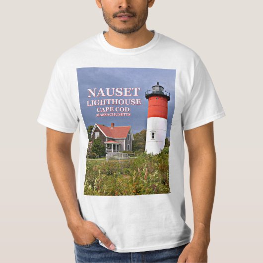 Nausetライト、ケープコッド、マサチューセッツ灯台 Tシャツ (正面)