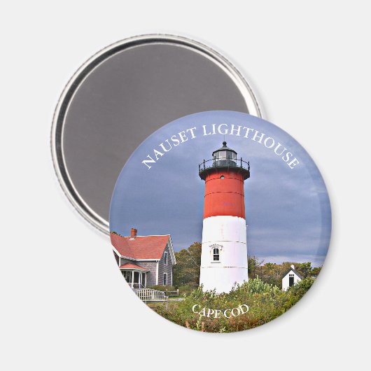 Nauset Light house, Cape Cod MA Round Magnet マグネット (正面/裏面)
