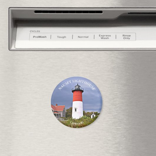 Nauset Light house, Cape Cod MA Round Magnet マグネット (インサイチュ (食洗機))